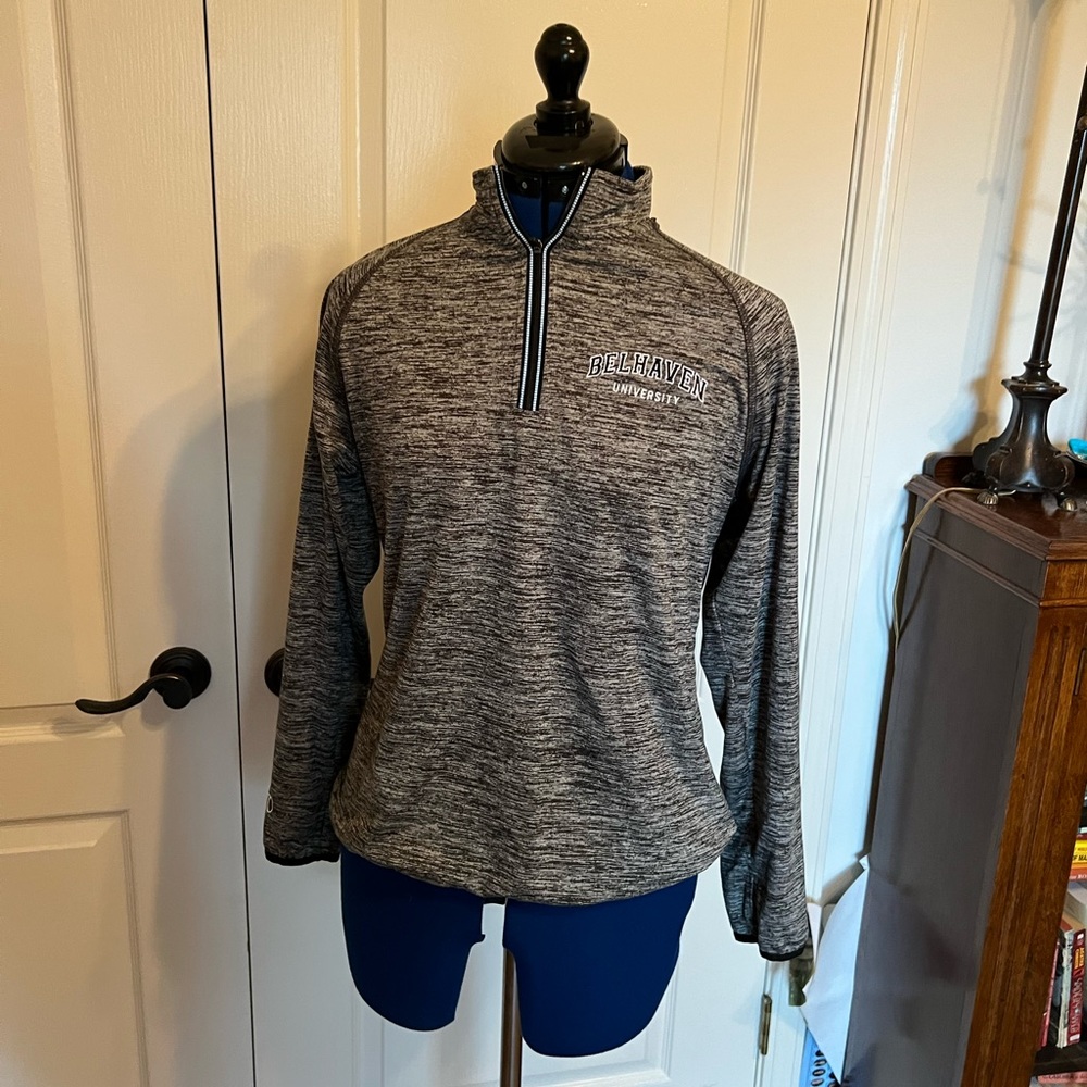 BELHAVEN UNIVERSITY✨Heather Gray Long Sleeve Athletic Quarter Zip Size Small
